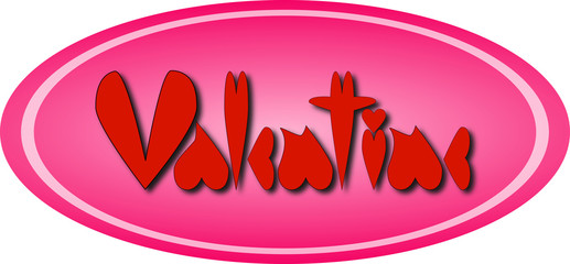 Hearts composed in the valentine inscription on pink ellipse in background