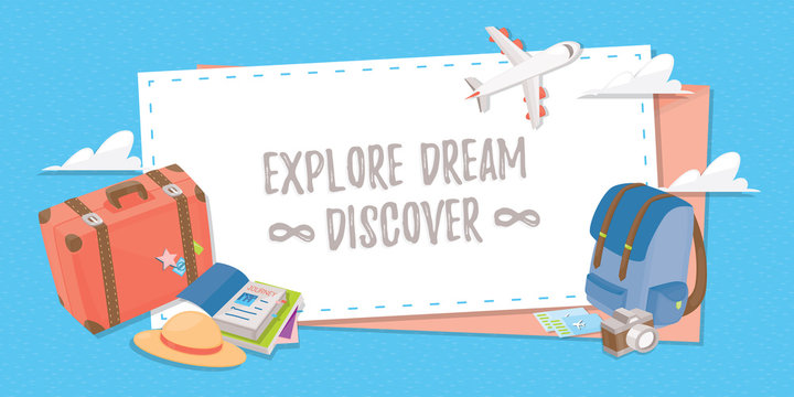 Travel banner for web design, poster or application. travel stuffs for your design.