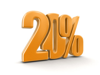 Sign 20%. Image with clipping path