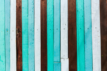 Colorful of old wooden fence
