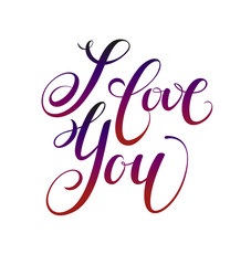 I love you. Valentines day greeting card with calligraphy. Hand drawn design elements. Handwritten modern brush lettering.