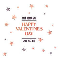 Bright sales flyer with stars for Valentine's Day.