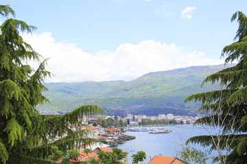 Beautiful view of the coast of Lake Ohrid in Macedonia
