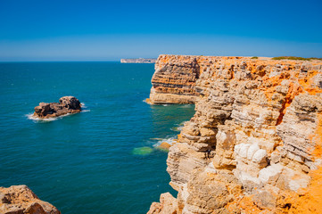 Portugal, Cabo de Sao Vicente, the Most South Westerly point of Europe, cliffs and ocean