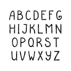 Hand drawn cute latin alphabet. Make your own lettering. Isolated letters on white background. Vector illustration.