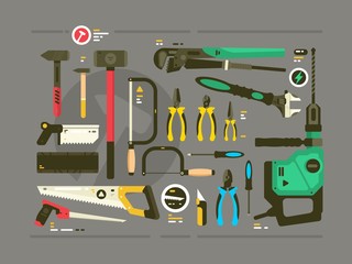 Set of tools for construction and repair