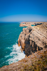 Portugal, Cabo de Sao Vicente, the Most South Westerly point of Europe, cliffs and ocean