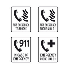 Fire emergency telephone sign set