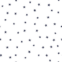 Stars on the sky. Christmas black and white illustration. Vector seamless pattern. Sketch style. Abstract background.