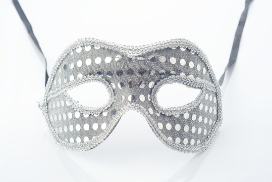silver carnival mask isolated on white