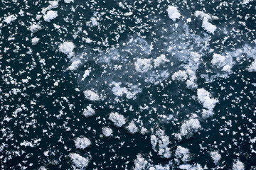 Blick von oben auf eine gefrorene Eisfläche