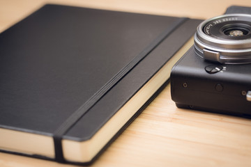 notebook, camera