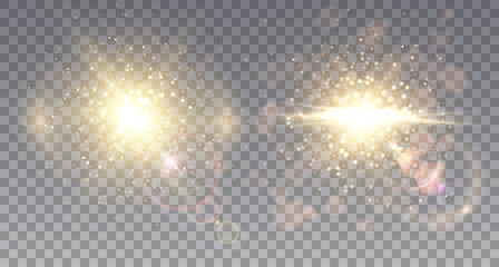 Two sparkling star explosions