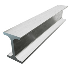 Steel metallurgy I-beam profile 3d render isolated on white background