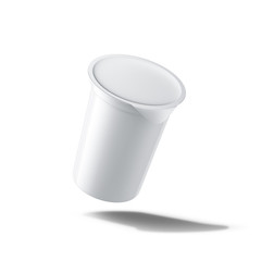 Food Plastic Cup Mock-Up for Yogurt with Foil Lid, 3d rendering