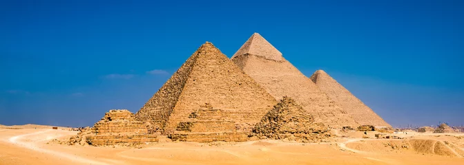 Papier Peint photo Lavable Egypte Grandes pyramides de Gizeh, Egypte