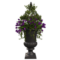 Purple tulips flowers in vase