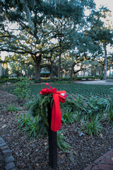 Holiday decoration in historical Savannah square