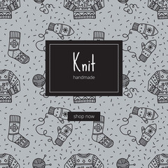 Vector seamless pattern with winter clothes