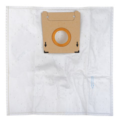 Non-woven disposable dust bag for vacuum cleaner isolated on white 
