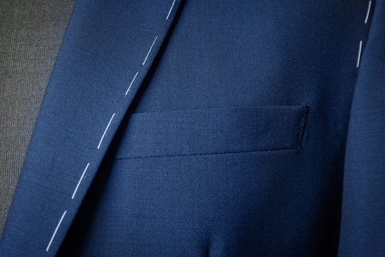 Elegant semi-ready suit on mannequin, closeup