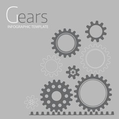 Vector infographic template with gears  on grey background