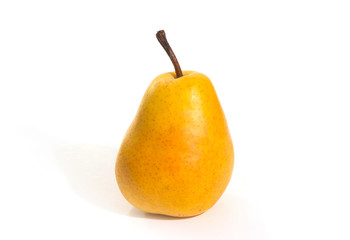 Ripe yellow pear isolated on white background