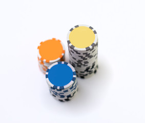 Poker chips white background