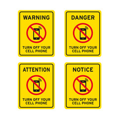 No cell phone or mobile allowed sign set