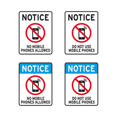 No cell phone or mobile allowed sign set