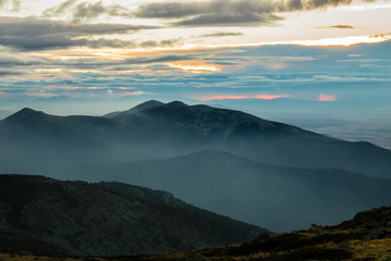 Sunset in the mountain. Sierra de Guadarrama. Spain