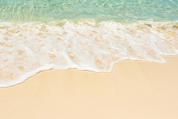 Small Wave with Sea Foam on Sandy Beach