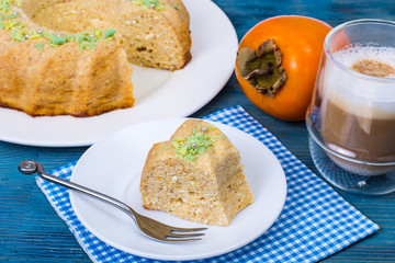 Delicious curd casserole with persimmons