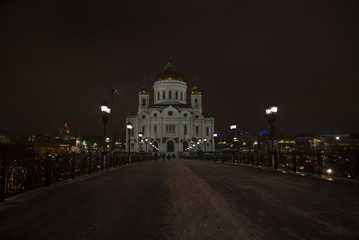 Fototapeta na wymiar The Cathedral of Christ the Saviour in Moscow in night