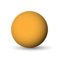 Orange sphere, ball or orb. 3D vector object with dropped shadow on white background.
