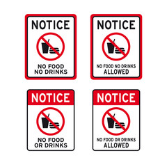 No food no drinks sign set