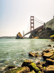 Golden Gate Bridge, view from the shore - San Francisco, California, CA, USA