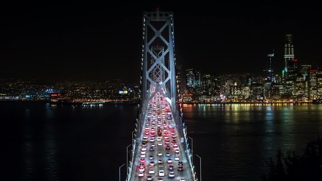 San Francisco Oakland Bay Bridge at Night Timelapse