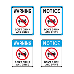 Don't drink and drive warning notice sign set