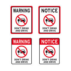 Don't drink and drive warning notice sign set