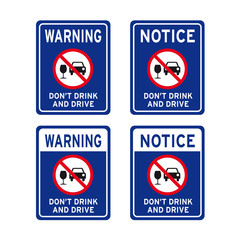 Don't drink and drive warning notice sign set