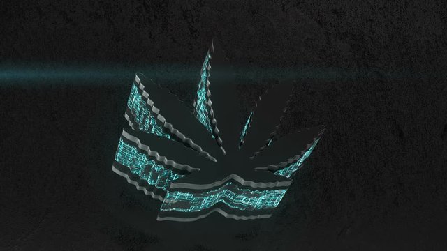 marijuana energy logo. rotation of the camera around the logo