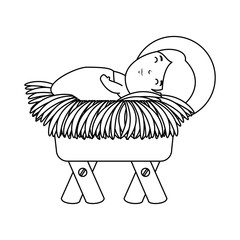 cute jesus baby in cradle vector illustration design