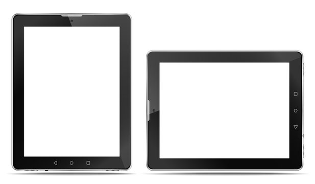 Rrealistic tablet computers with a connector for headphones and with speakers, in order to express your application