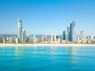 Fototapeta na wymiar An aerial view of Surfers Paradise on the Gold Coast in Queensland, Australia