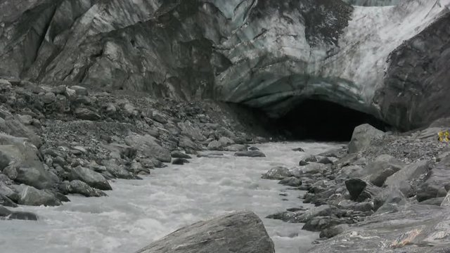 the base of franz josef glacier on the West Coast of New Zealand's South Island.