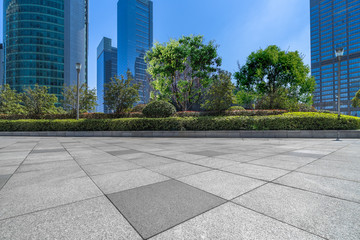 modern buildings and empty pavement in china.