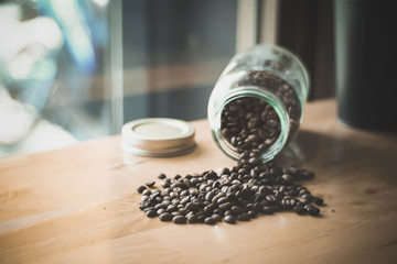 Coffee beans in the bottle.