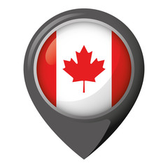 Icon representing location pin with the flag of Canada. Ideal for catalogs of institutional materials and geography