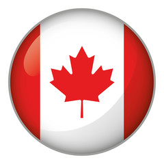 Fototapeta na wymiar Icon representing round button flag of Canada. Ideal for catalogs of institutional materials and geography